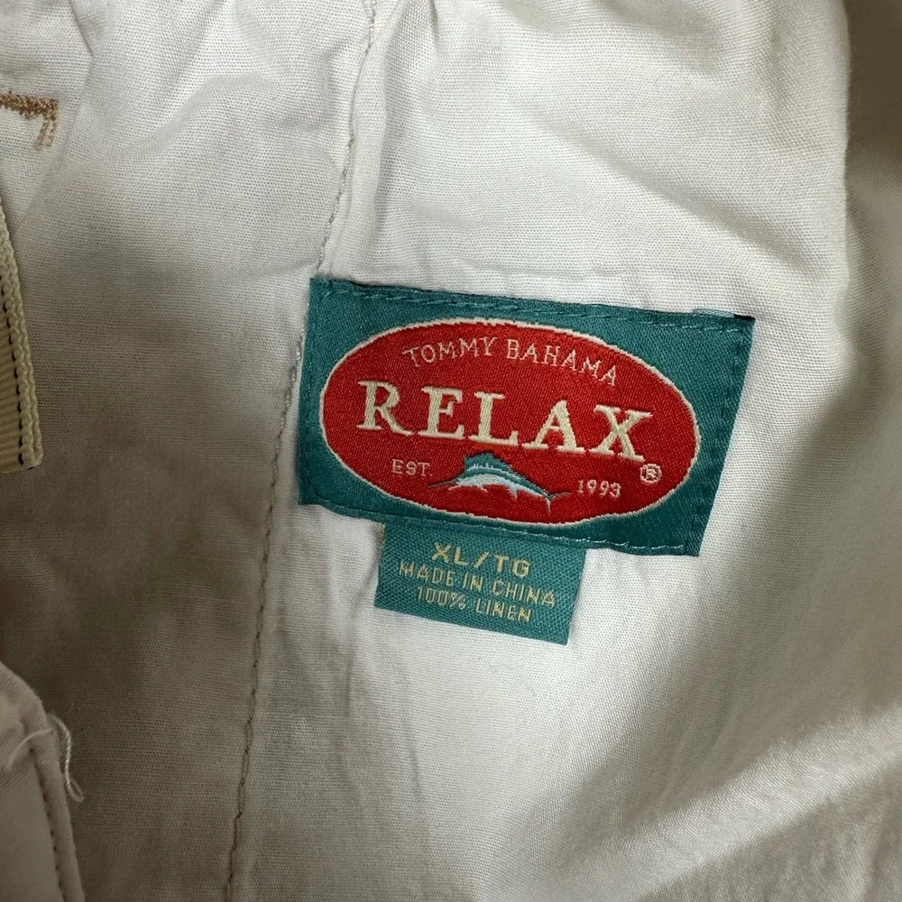 Tommy Bahama Pants Men's XL Beige Cargo Linen On The Edge Relax Travel NEW
